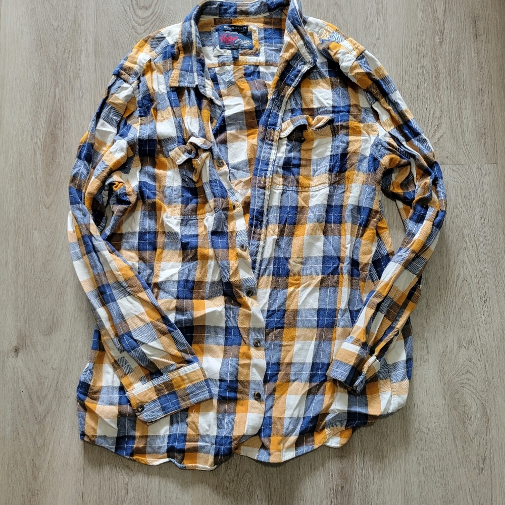 Mens plaid flannel button down shirt XXL